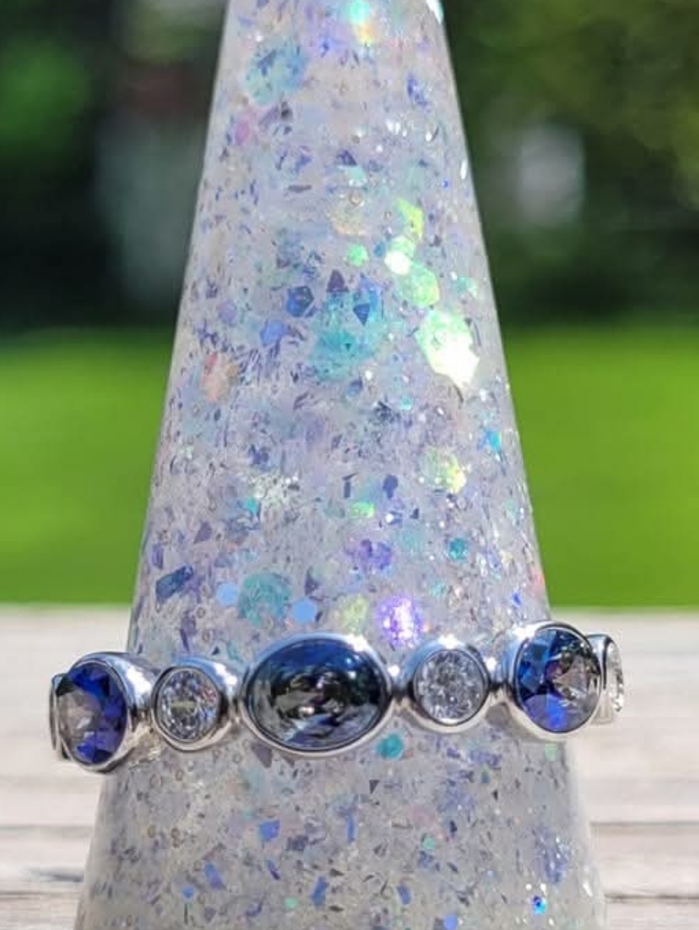 Blue Rainbow Topaz Ring - Size 11